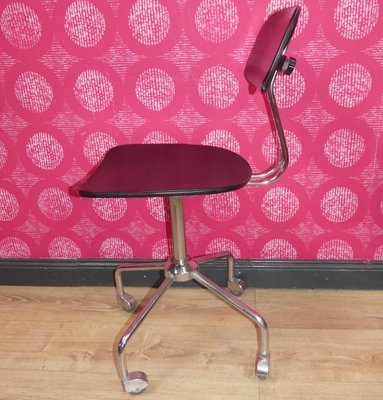 Office Chair in Chrome & Faux Leather, 1960s-AFE-2027950