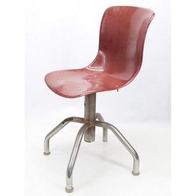 Office Chair with Ergonomic Seat in Brick Red Plastic, 1950s-RAQ-687491