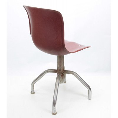 Office Chair with Ergonomic Seat in Brick Red Plastic, 1950s-RAQ-687491