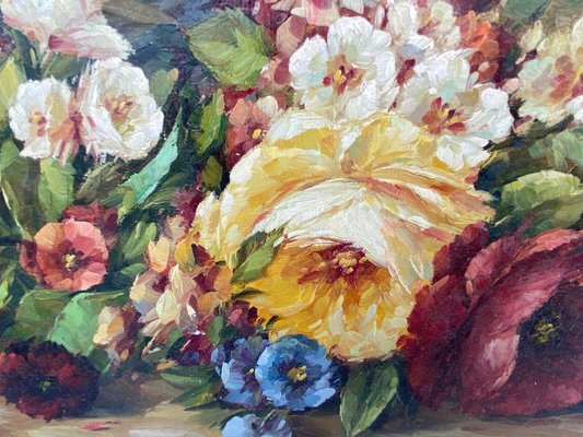 Oil on Canvas Bouquet of Flowers by Murry Morry Marry to Identify, 1960s, Oil-QKG-1369161