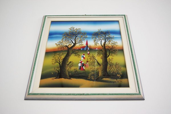 Oil on Canvas Paintings by Mugosa Naif, 1991, Set of 3-KNM-910392