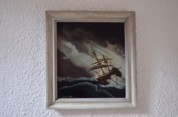 Oil Painting After Willem van de Velde by Chapuis, 1950s-AIU-703598