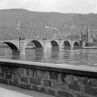 Old Bridge, River Neckar and Heidelberg Castle, Germany 1938, Printed 2021-DYV-990656