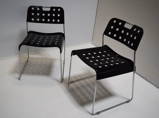 Omkstack Model Steel Chairs by Rodney Kinsman for Bieffeplast, Italy, 1970s, Set of 2-WF-1088086