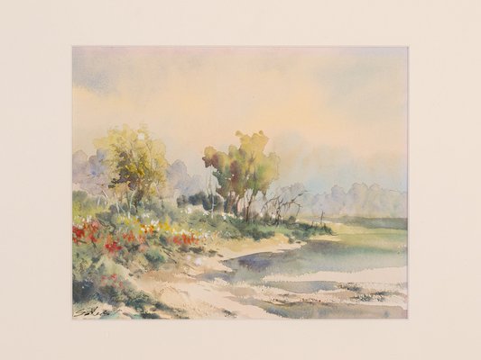 On the Shore, Watercolor on Paper, Framed-GPP-1066568