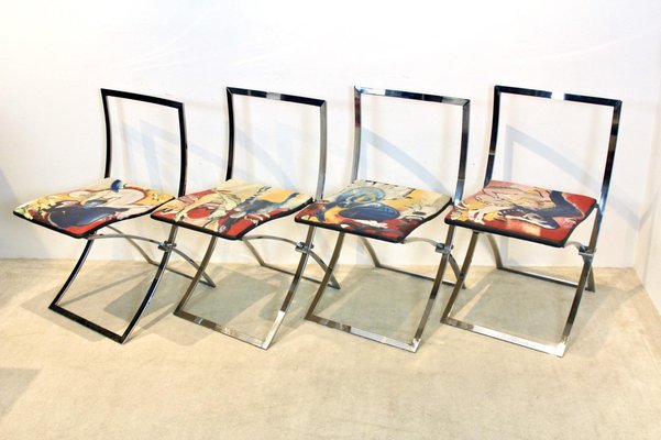 One Off Hand-Painted Luisa Dining Chairs by Marcello Cuneo, Set of 4-MO-1181280