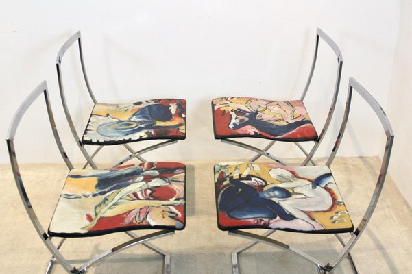 One Off Hand-Painted Luisa Dining Chairs by Marcello Cuneo, Set of 4-MO-1181280