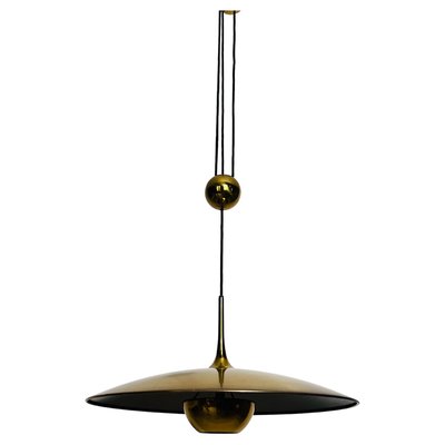 Onos 55 Brass Pendant Lamp with Counterweight attributed to Florian Schulz, Germany, 1970s-PUK-2020859