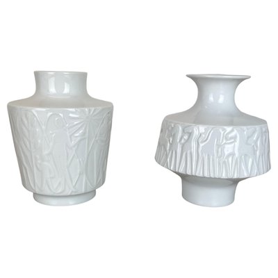 Op Art Biscuit Porcelain Vases from Edelstein Bavaria, Germany, 1970s, Set of 2-QZ-1132557