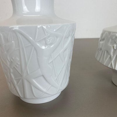 Op Art Biscuit Porcelain Vases from Edelstein Bavaria, Germany, 1970s, Set of 2-QZ-1132557