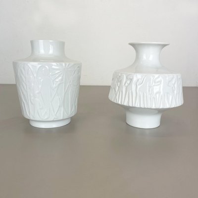 Op Art Biscuit Porcelain Vases from Edelstein Bavaria, Germany, 1970s, Set of 2-QZ-1132557