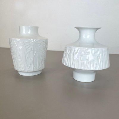 Op Art Biscuit Porcelain Vases from Edelstein Bavaria, Germany, 1970s, Set of 2-QZ-1132557