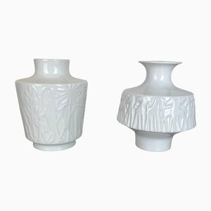 Op Art Biscuit Porcelain Vases from Edelstein Bavaria, Germany, 1970s, Set of 2-QZ-1132557