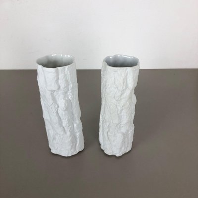 Op Art Brutalist Porcelain Vases from Bayreuther, Bavaria, Germany, 1970s, Set of 2-QZ-1053051