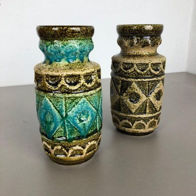 Op Art German Multi-Color Pottery Vase from Bay Ceramics, 1960s, Set of 2-QZ-1139884