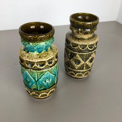 Op Art German Multi-Color Pottery Vase from Bay Ceramics, 1960s, Set of 2-QZ-1139884