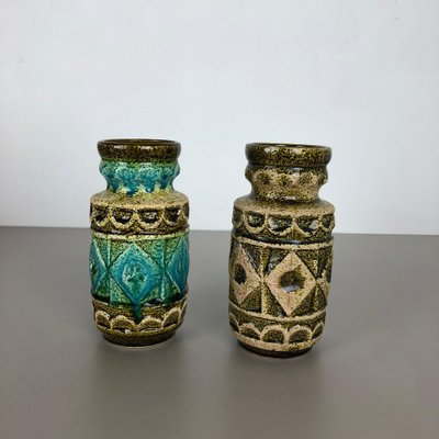 Op Art German Multi-Color Pottery Vase from Bay Ceramics, 1960s, Set of 2-QZ-1139884