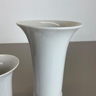 Op Art German White Porcelain Vases by Ak Kaiser, 1970s, Set of 2-QZ-1139868