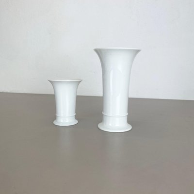 Op Art German White Porcelain Vases by Ak Kaiser, 1970s, Set of 2-QZ-1139868