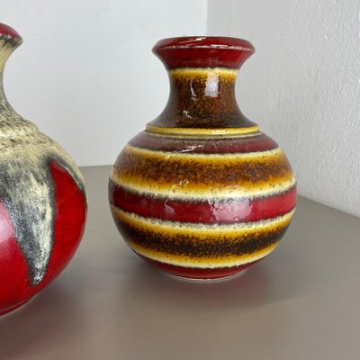 Op Art Multi-Color Fat Lava Pottery Vase from Bay Ceramics, Germany, Set of 2-QZ-1114583