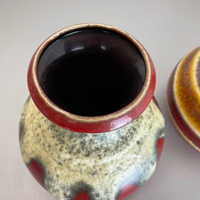 Op Art Multi-Color Fat Lava Pottery Vase from Bay Ceramics, Germany, Set of 2-QZ-1114583