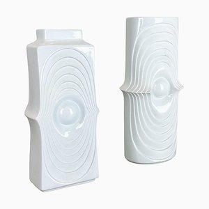 Op Art Porcelain Vases by Royal Bavaria KPM, Germany, 1970s, Set of 2-QZ-1454386