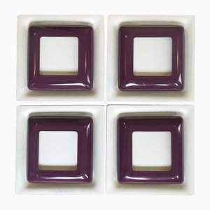 Op Art Square Wall Sconces in White and Purple Metal from Doria Leuchten, Germany, 1970s, Set of 4-PBW-1811896