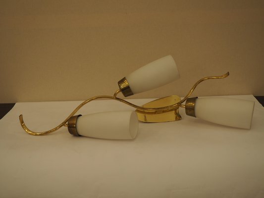 Opa Glass & Brass Sconces, 1940s, Set of 2-TKR-882592