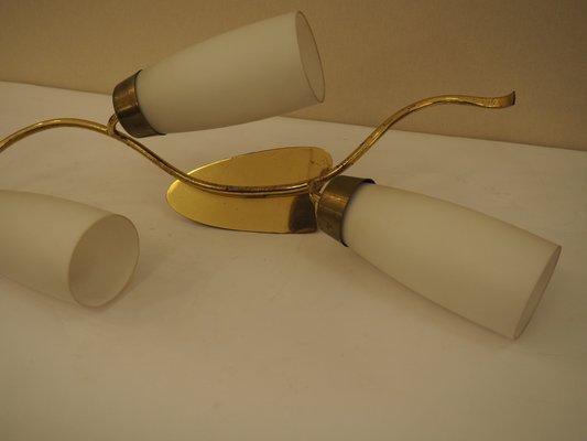 Opa Glass & Brass Sconces, 1940s, Set of 2-TKR-882592