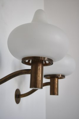 Opal Glass & Brass Wall Lamps by Hammer & Moldenhawerfor Louis Poulsen, Denmark, 1950, Set of 2-WRF-1334472