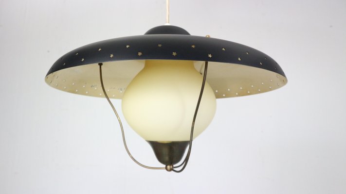 Opal Glass Pendant by Bent Karlby for Lyfa, Denmark, 1950s-DT-2026117