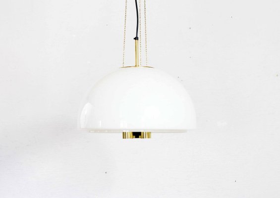 Opaline and Brass Ceiling Lamp from Glashütte Limburg, 1960s-BQF-904387