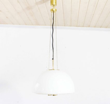 Opaline and Brass Ceiling Lamp from Glashütte Limburg, 1960s-BQF-904387