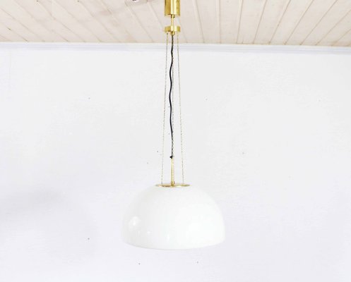 Opaline and Brass Ceiling Lamp from Glashütte Limburg, 1960s-BQF-904387