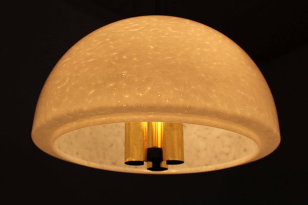 Opaline and Brass Ceiling Lamp from Glashütte Limburg, 1960s-BQF-904387