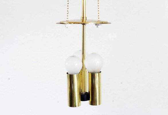 Opaline and Brass Ceiling Lamp from Glashütte Limburg, 1960s-BQF-904387