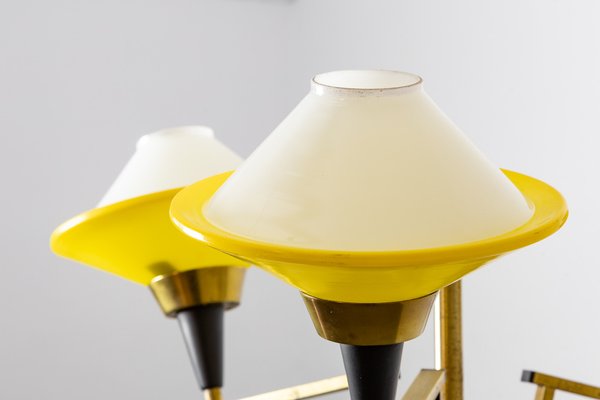 Opaline and Brass Glass Ground Lamp, Italy, 1950s-LMR-1367072