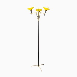 Opaline and Brass Glass Ground Lamp, Italy, 1950s-LMR-1367072