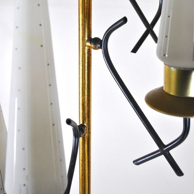 Opaline Glass & Brass Floor Lamp by Stilnovo, 1950s-JQO-857175