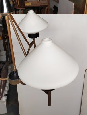 Opaline Glass Chandelier from Stilnovo, 1950s-EI-936206