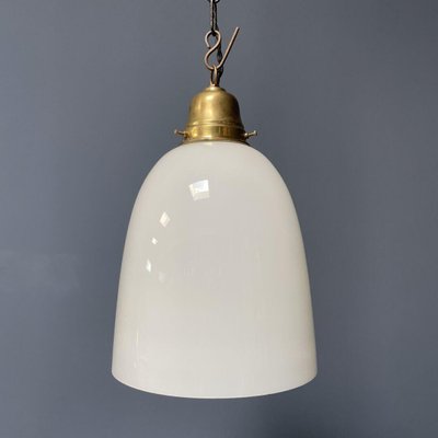 Opaline Glass Hanging Lamp with Brass Fixture-NPL-1336954