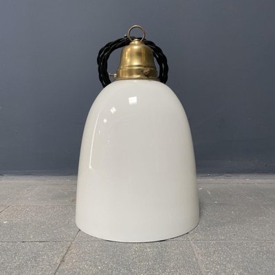 Opaline Glass Hanging Lamp with Brass Fixture-NPL-1336954