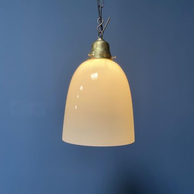 Opaline Glass Hanging Lamp with Brass Fixture-NPL-1336954