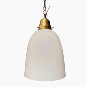 Opaline Glass Hanging Lamp with Brass Fixture-NPL-1336954