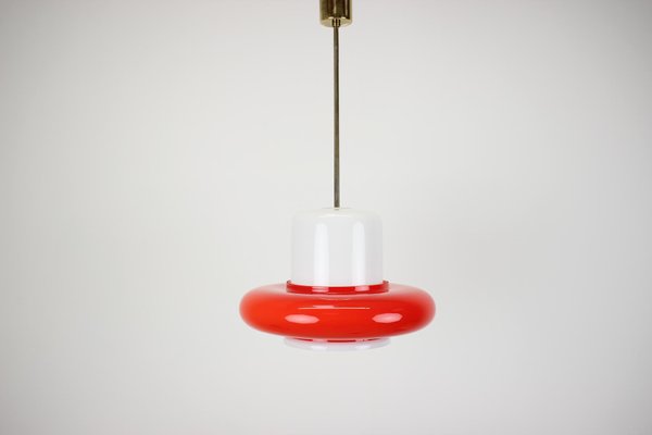 Opaline Glass Pendant Light, Czechoslovakial, 1960s-TZ-1186622