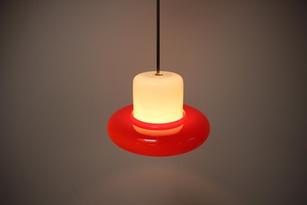 Opaline Glass Pendant Light, Czechoslovakial, 1960s-TZ-1186622