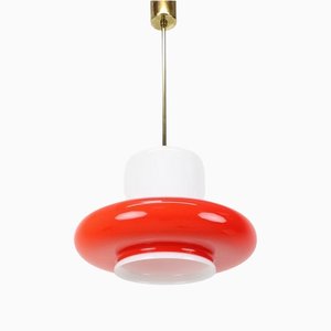 Opaline Glass Pendant Light, Czechoslovakial, 1960s-TZ-1186622