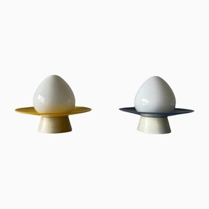 Opaline Glass UFO Bathroom Ceiling Lamps, Germany, 1960s, Set of 2-RDS-1146554