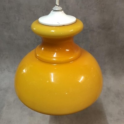 Opaline Orange Ceiling Lamp, 1970s-SDV-673958