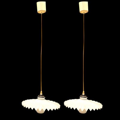 Opaline Pleated Glass Light Pendants, Set of 2-JJC-1317092